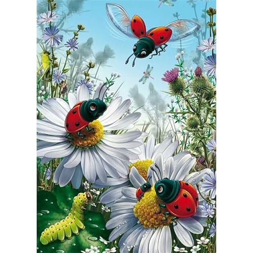 Marienkäfer Gänseblümchen Blume - Puzzles für Erwachsene,Puzzle 120 Teile, Puzzle 25x20 cm DIY - Puzzles für Heimdekoration, Familienpuzzle für Erwachsene und Kinder von Cekog