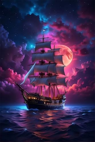 Mondmeer-Segelboot - Puzzles für Erwachsene,Puzzle 500 Teile, Puzzle 38x52 cm DIY - Puzzles für Heimdekoration, Familienpuzzle für Erwachsene und Kinder von Cekog