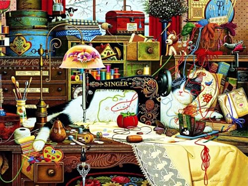 Nähmaschinenkatze - Puzzles für Erwachsene,Puzzle 1200 Teile, Puzzle 50x75 cm DIY - Puzzles für Heimdekoration, Familienpuzzle für Erwachsene und Kinder Nähmaschinenkatze - Puzzles für Erwachsene,Puzzle 1200 Teile, Puzzle 50x75 cm DIY - Puzzles für Heimdekoration, Familienpuzzle für Erwachsene und Kinder von Cekog