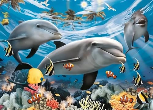 Ozeandelfine - Puzzles für Erwachsene,Puzzle 700 Teile, Puzzle 38x52 cm DIY - Puzzles für Heimdekoration, Familienpuzzle für Erwachsene und Kinder von Cekog
