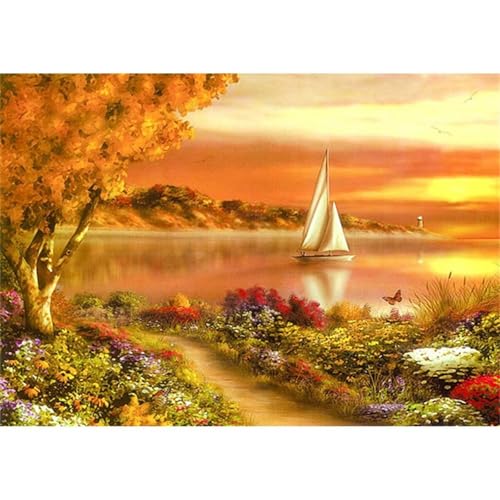 Panoramaboot bei Sonnenuntergang - Puzzles für Erwachsene,Puzzle 1000 Teile, Puzzle 50x75 cm DIY - Puzzles für Heimdekoration, Familienpuzzle für Erwachsene und Kinder von Cekog