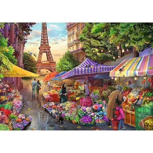Pariser Straßen - Puzzles für Erwachsene,Puzzle 1500 Teile, Puzzle 87x57 cm DIY - Puzzles für Heimdekoration, Familienpuzzle für Erwachsene und Kinder von Cekog