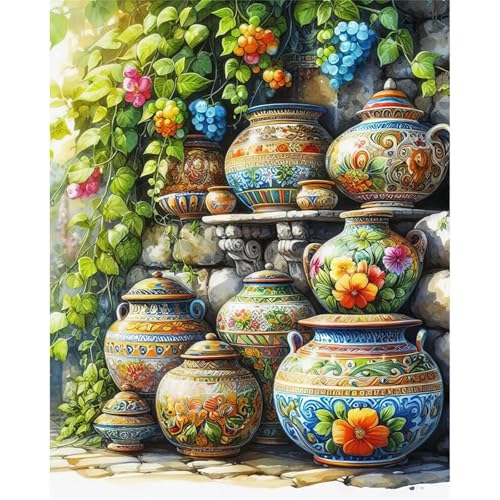 Puzzle 1000 Teile,Puzzle für Erwachsene,Gartenkeramik Puzzles Lernspiel Herausforderung Spielzeug,Kunsthandwerk für Heimdekoration Unterhaltungsspiel - mit Rahmen von Cekog