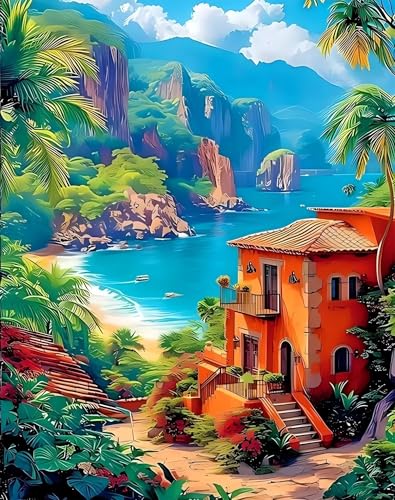 Puzzle 1000 Teile,Puzzle für Erwachsene,Inselhaus Puzzles Lernspiel Herausforderung Spielzeug,Kunsthandwerk für Heimdekoration Unterhaltungsspiel - mit Rahmen von Cekog