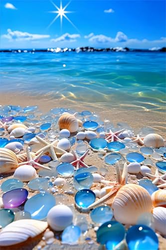 Puzzle 1000 Teile,Puzzle für Erwachsene,Strand Muscheln Steine Puzzles Lernspiel Herausforderung Spielzeug,Kunsthandwerk für Heimdekoration Unterhaltungsspiel - mit Rahmen von Cekog