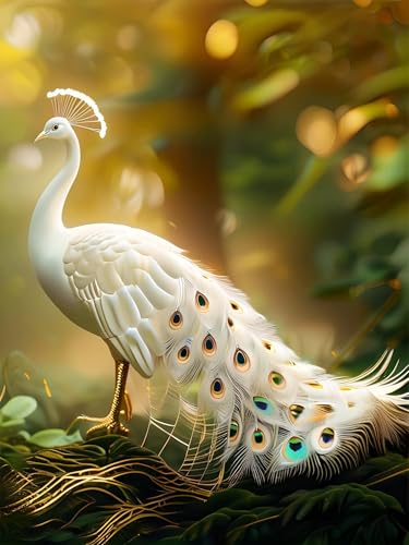 Puzzle 1000 Teile,Puzzle für Erwachsene,Weißer Pfau Puzzles Lernspiel Herausforderung Spielzeug,Kunsthandwerk für Heimdekoration Unterhaltungsspiel - mit Rahmen von Cekog