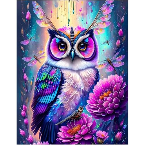 Puzzle 120 Teile,Puzzle für Erwachsene,Lila Blumeneule Puzzles Lernspiel Herausforderung Spielzeug,Kunsthandwerk für Heimdekoration Unterhaltungsspiel - mit Rahmen von Cekog