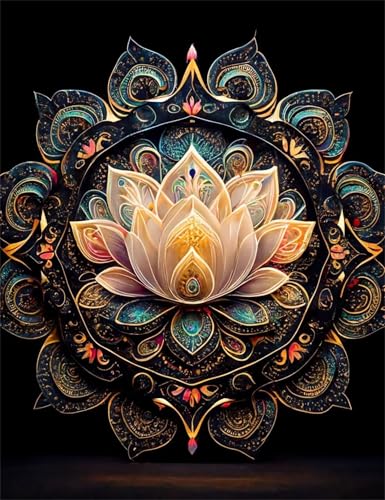 Puzzle 120 Teile,Puzzle für Erwachsene,Lotus-Mandala Puzzles Lernspiel Herausforderung Spielzeug,Kunsthandwerk für Heimdekoration Unterhaltungsspiel - mit Rahmen von Cekog
