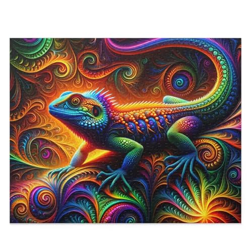Puzzle 120 Teile,Puzzle für Erwachsene,Psychedelische Eidechse Puzzles Lernspiel Herausforderung Spielzeug,Kunsthandwerk für Heimdekoration Unterhaltungsspiel - mit Rahmen von Cekog