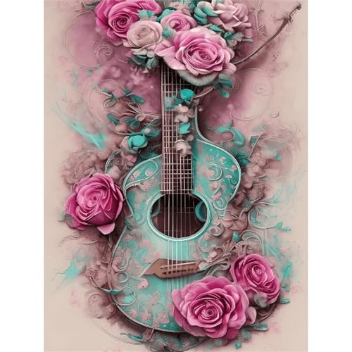 Puzzle 120 Teile,Puzzle für Erwachsene,Rose Guitar Puzzles Lernspiel Herausforderung Spielzeug,Kunsthandwerk für Heimdekoration Unterhaltungsspiel - mit Rahmen von Cekog