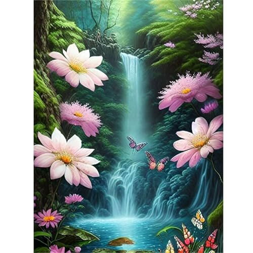 Puzzle 120 Teile,Puzzle für Erwachsene,Wasserfallblumen Puzzles Lernspiel Herausforderung Spielzeug,Kunsthandwerk für Heimdekoration Unterhaltungsspiel - mit Rahmen von Cekog