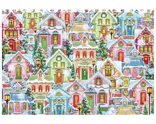 Puzzle 120 Teile,Puzzle für Erwachsene,Weihnachtshäuser Puzzles Lernspiel Herausforderung Spielzeug,Kunsthandwerk für Heimdekoration Unterhaltungsspiel - mit Rahmen von Cekog