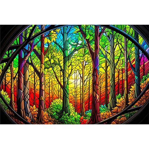 Puzzle 200 Teile,Puzzle für Erwachsene,Buntglashain Puzzles Lernspiel Herausforderung Spielzeug,Kunsthandwerk für Heimdekoration Unterhaltungsspiel - mit Rahmen von Cekog
