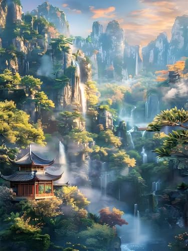Puzzle 200 Teile,Puzzle für Erwachsene,Mountain View Wasserfall Puzzles Lernspiel Herausforderung Spielzeug,Kunsthandwerk für Heimdekoration Unterhaltungsspiel - mit Rahmen von Cekog