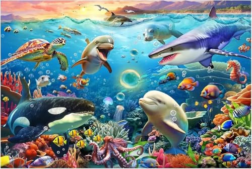 Puzzle 200 Teile,Puzzle für Erwachsene,Unterwasserwelt Puzzles Lernspiel Herausforderung Spielzeug,Kunsthandwerk für Heimdekoration Unterhaltungsspiel - mit Rahmen von Cekog