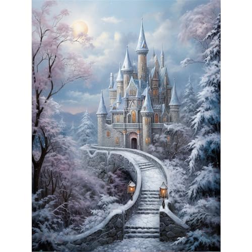 Puzzle 200 Teile,Puzzle für Erwachsene,Winterschlossblick Puzzles Lernspiel Herausforderung Spielzeug,Kunsthandwerk für Heimdekoration Unterhaltungsspiel - mit Rahmen von Cekog