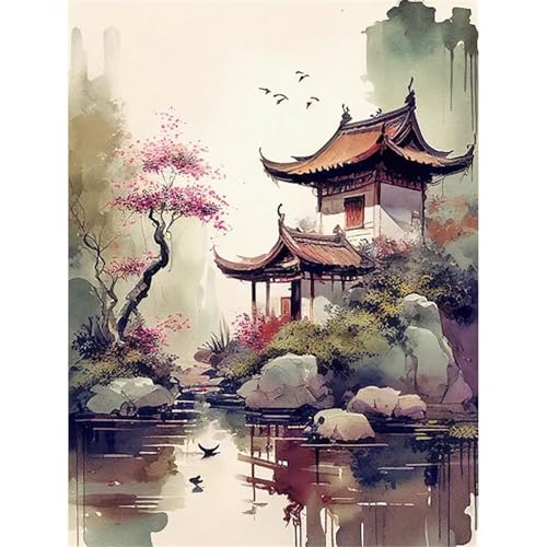 Puzzle 300 Teile,Puzzle für Erwachsene,Aquarellgebäude Puzzles Lernspiel Herausforderung Spielzeug,Kunsthandwerk für Heimdekoration Unterhaltungsspiel - mit Rahmen von Cekog