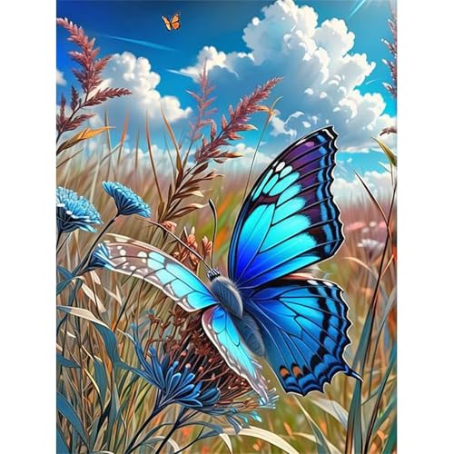 Puzzle 500 Teile,Puzzle für Erwachsene,Blauer Schmetterling Puzzles Lernspiel Herausforderung Spielzeug,Kunsthandwerk für Heimdekoration Unterhaltungsspiel - mit Rahmen von Cekog