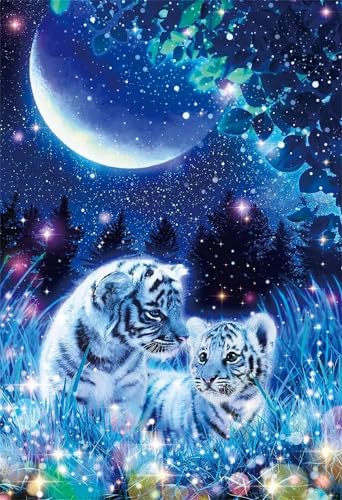 Puzzle 500 Teile,Puzzle für Erwachsene,Mondscheintiger Puzzles Lernspiel Herausforderung Spielzeug,Kunsthandwerk für Heimdekoration Unterhaltungsspiel - mit Rahmen von Cekog
