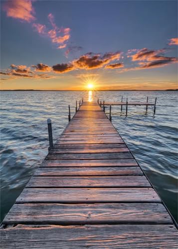 Puzzle 500 Teile,Puzzle für Erwachsene,Sonnenuntergang Seebrücke Puzzles Lernspiel Herausforderung Spielzeug,Kunsthandwerk für Heimdekoration Unterhaltungsspiel - mit Rahmen von Cekog