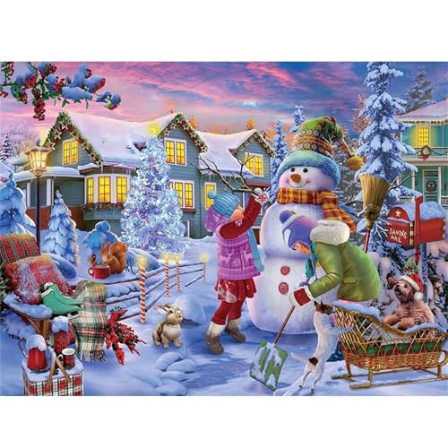 Puzzle 500 Teile,Puzzle für Erwachsene,Weihnachtsschneemann Puzzles Lernspiel Herausforderung Spielzeug,Kunsthandwerk für Heimdekoration Unterhaltungsspiel - mit Rahmen von Cekog