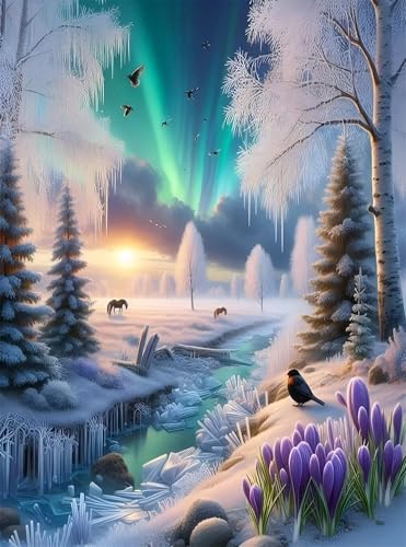 Puzzle 500 Teile,Puzzle für Erwachsene,Winterlandschaft Puzzles Lernspiel Herausforderung Spielzeug,Kunsthandwerk für Heimdekoration Unterhaltungsspiel - mit Rahmen von Cekog