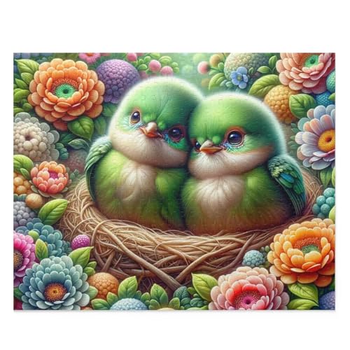 Puzzle 700 Teile,Puzzle für Erwachsene,Grüne Vögel Blumen Puzzles Lernspiel Herausforderung Spielzeug,Kunsthandwerk für Heimdekoration Unterhaltungsspiel - mit Rahmen von Cekog