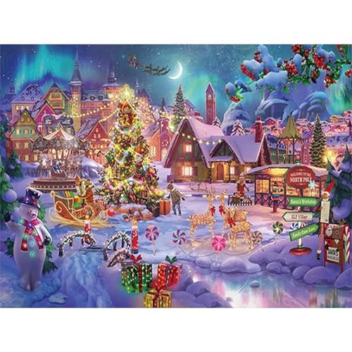 Puzzle 700 Teile,Puzzle für Erwachsene,Weihnachtslandschaft in der Stadt Puzzles Lernspiel Herausforderung Spielzeug,Kunsthandwerk für Heimdekoration Unterhaltungsspiel - mit Rahmen von Cekog