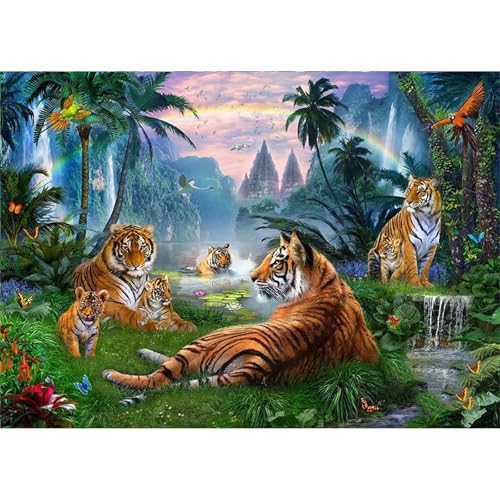 Regenbogen-Dschungeltiger - Puzzles für Erwachsene,Puzzle 500 Teile, Puzzle 38x52 cm DIY - Puzzles für Heimdekoration, Familienpuzzle für Erwachsene und Kinder von Cekog
