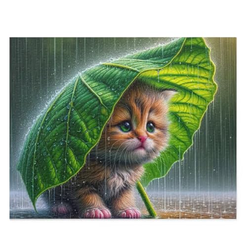 Regenkatze - Puzzles für Erwachsene,Puzzle 300 Teile, Puzzle 40x28 cm DIY - Puzzles für Heimdekoration, Familienpuzzle für Erwachsene und Kinder von Cekog