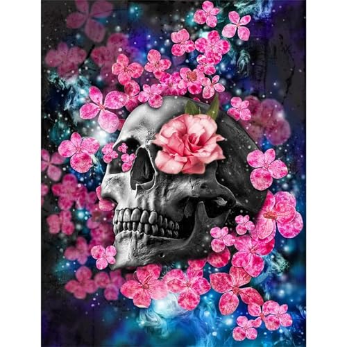 Rosa Blumenschädel - Puzzles für Erwachsene,Puzzle 500 Teile, Puzzle 38x52 cm DIY - Puzzles für Heimdekoration, Familienpuzzle für Erwachsene und Kinder von Cekog