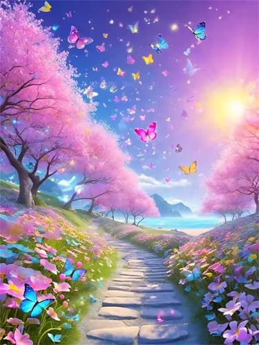 Rosa Landschaft - Puzzles für Erwachsene,Puzzle 500 Teile, Puzzle 38x52 cm DIY - Puzzles für Heimdekoration, Familienpuzzle für Erwachsene und Kinder von Cekog