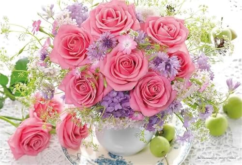 Rosa Rosen - Puzzles für Erwachsene,Puzzle 500 Teile, Puzzle 38x52 cm DIY - Puzzles für Heimdekoration, Familienpuzzle für Erwachsene und Kinder von Cekog