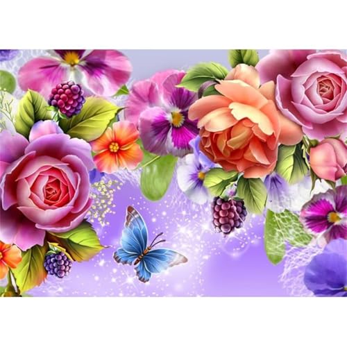 Rosen Blumen Schmetterlinge - Puzzles für Erwachsene,Puzzle 1500 Teile, Puzzle 87x57 cm DIY - Puzzles für Heimdekoration, Familienpuzzle für Erwachsene und Kinder von Cekog