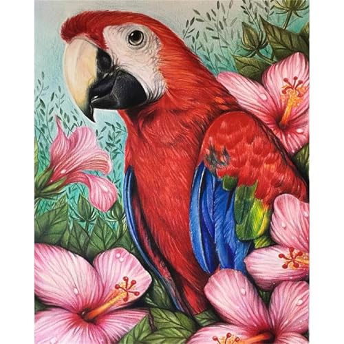 Rote Papageienblume - Puzzles für Erwachsene,Puzzle 120 Teile, Puzzle 25x20 cm DIY - Puzzles für Heimdekoration, Familienpuzzle für Erwachsene und Kinder von Cekog