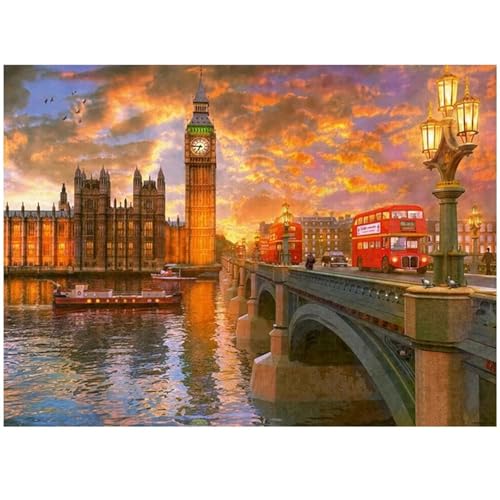 Roter Londoner Bus - Puzzles für Erwachsene,Puzzle 200 Teile, Puzzle 35x25 cm DIY - Puzzles für Heimdekoration, Familienpuzzle für Erwachsene und Kinder von Cekog
