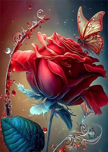 Roter Rosenschmetterling - Puzzles für Erwachsene,Puzzle 300 Teile, Puzzle 40x28 cm DIY - Puzzles für Heimdekoration, Familienpuzzle für Erwachsene und Kinder von Cekog