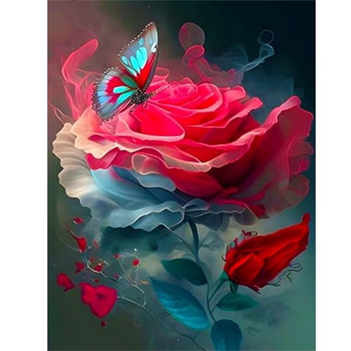 Roter Rosenschmetterling - Puzzles für Erwachsene,Puzzle 700 Teile, Puzzle 38x52 cm DIY - Puzzles für Heimdekoration, Familienpuzzle für Erwachsene und Kinder von Cekog
