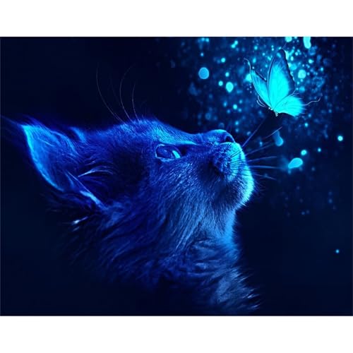Schmetterling Katze Tier - Puzzles für Erwachsene,Puzzle 500 Teile, Puzzle 38x52 cm DIY - Puzzles für Heimdekoration, Familienpuzzle für Erwachsene und Kinder von Cekog
