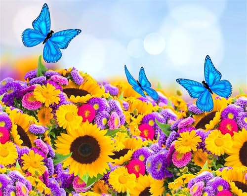 Schmetterlinge Blumen - Puzzles für Erwachsene,Puzzle 1000 Teile, Puzzle 50x75 cm DIY - Puzzles für Heimdekoration, Familienpuzzle für Erwachsene und Kinder von Cekog