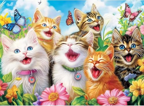 Schmetterlinge Katzen - Puzzles für Erwachsene,Puzzle 500 Teile, Puzzle 38x52 cm DIY - Puzzles für Heimdekoration, Familienpuzzle für Erwachsene und Kinder von Cekog