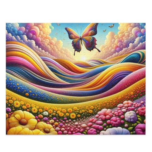 Schmetterlinge Wildblumen - Puzzles für Erwachsene,Puzzle 500 Teile, Puzzle 38x52 cm DIY - Puzzles für Heimdekoration, Familienpuzzle für Erwachsene und Kinder von Cekog