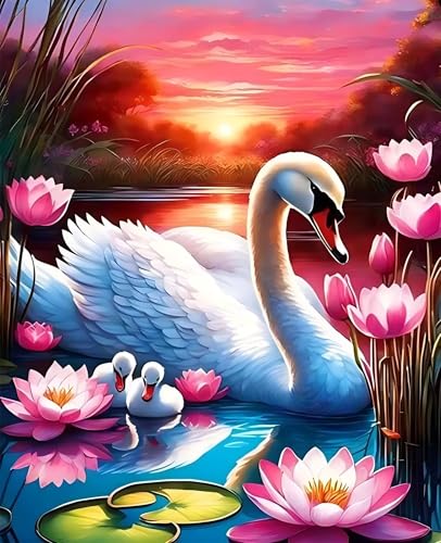 Schwanenfamilie Lotus - Puzzles für Erwachsene,Puzzle 300 Teile, Puzzle 40x28 cm DIY - Puzzles für Heimdekoration, Familienpuzzle für Erwachsene und Kinder von Cekog