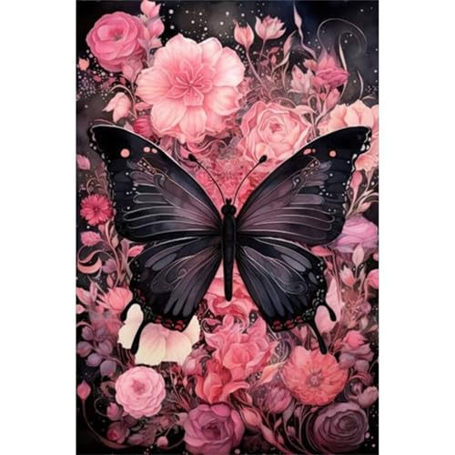 Schwarze Schmetterlingsblume - Puzzles für Erwachsene,Puzzle 300 Teile, Puzzle 40x28 cm DIY - Puzzles für Heimdekoration, Familienpuzzle für Erwachsene und Kinder von Cekog