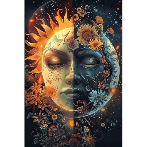 Sonne Mond Blume - Puzzles für Erwachsene,Puzzle 1500 Teile, Puzzle 87x57cm, DIY-Puzzles für Heimdekoration, Familienpuzzle für Erwachsene und Kinder von Cekog