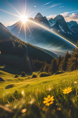 Sonnenaufgang Berg Regenbogen - Puzzles für Erwachsene,Puzzle 1000 Teile, Puzzle 50x75cm, DIY-Puzzles für Heimdekoration, Familienpuzzle für Erwachsene und Kinder von Cekog