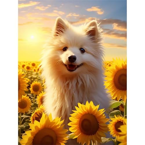 Sonnenblumenhund - Puzzles für Erwachsene,Puzzle 500 Teile, Puzzle 38x52 cm DIY - Puzzles für Heimdekoration, Familienpuzzle für Erwachsene und Kinder von Cekog
