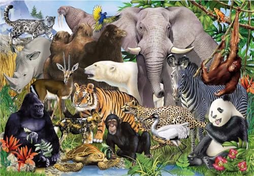 Tiere Landschaft - Puzzles für Erwachsene,Puzzle 1000 Teile, Puzzle 50x75 cm DIY - Puzzles für Heimdekoration, Familienpuzzle für Erwachsene und Kinder von Cekog