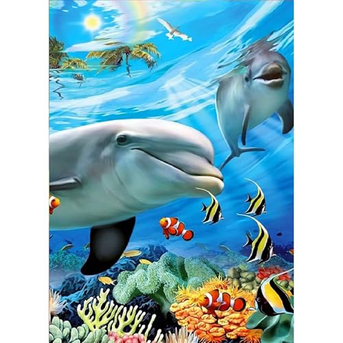 Unterwasser-Delfintiere - Puzzles für Erwachsene,Puzzle 300 Teile, Puzzle 40x28 cm DIY - Puzzles für Heimdekoration, Familienpuzzle für Erwachsene und Kinder von Cekog