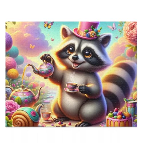 Waschbär-Teeparty - Puzzles für Erwachsene,Puzzle 300 Teile, Puzzle 40x28 cm DIY - Puzzles für Heimdekoration, Familienpuzzle für Erwachsene und Kinder von Cekog